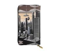 QHZLY Leather Long Dystopian World Clutch Wallet for Unisex, Stylish and Functional with Card Slots, Zipper Pockets