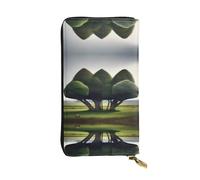QHZLY Leather Long EerieEchoes Clutch Wallet for Unisex, Stylish and Functional with Card Slots, Zipper Pockets