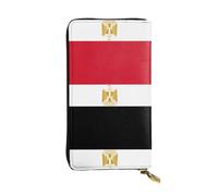QHZLY Leather Long Egyptian Flag Clutch Wallet for Unisex, Stylish and Functional with Card Slots, Zipper Pockets