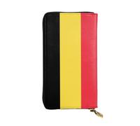 QHZLY Leather Long Flag of Belgium Clutch Wallet for Unisex, Stylish and Functional with Card Slots, Zipper Pockets