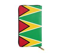 QHZLY Leather Long Flag of Guyana Clutch Wallet for Unisex, Stylish and Functional with Card Slots, Zipper Pockets
