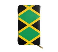 QHZLY Leather Long Flag of Jamaica Clutch Wallet for Unisex, Stylish and Functional with Card Slots, Zipper Pockets