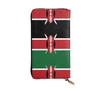 QHZLY Leather Long Flag of Kenya Clutch Wallet for Unisex, Stylish and Functional with Card Slots, Zipper Pockets