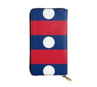 QHZLY Leather Long Flag of Laos Clutch Wallet for Unisex, Stylish and Functional with Card Slots, Zipper Pockets