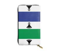 QHZLY Leather Long Flag of Lesotho Clutch Wallet for Unisex, Stylish and Functional with Card Slots, Zipper Pockets