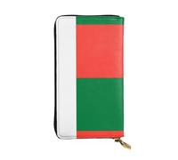 QHZLY Leather Long Flag of Madagascar Clutch Wallet for Unisex, Stylish and Functional with Card Slots, Zipper Pockets