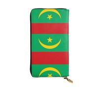QHZLY Leather Long Flag of Mauritania Clutch Wallet for Unisex, Stylish and Functional with Card Slots, Zipper Pockets