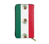 QHZLY Leather Long Flag of Mexico Clutch Wallet for Unisex, Stylish and Functional with Card Slots, Zipper Pockets