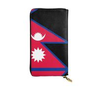 QHZLY Leather Long Flag of Nepal Clutch Wallet for Unisex, Stylish and Functional with Card Slots, Zipper Pockets
