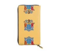 QHZLY Leather Long Flag of New Jersey Clutch Wallet for Unisex, Stylish and Functional with Card Slots, Zipper Pockets