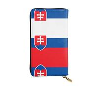 QHZLY Leather Long Flag of Slovakia Clutch Wallet for Unisex, Stylish and Functional with Card Slots, Zipper Pockets
