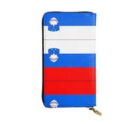 QHZLY Leather Long Flag of Slovenia Clutch Wallet for Unisex, Stylish and Functional with Card Slots, Zipper Pockets