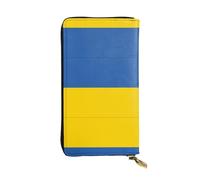 QHZLY Leather Long Flag of Ukraine Clutch Wallet for Unisex, Stylish and Functional with Card Slots, Zipper Pockets