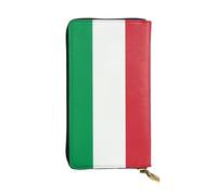 QHZLY Leather Long Italy Flag Clutch Wallet for Unisex, Stylish and Functional with Card Slots, Zipper Pockets