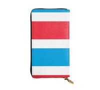 QHZLY Leather Long Luxembourg Flag Clutch Wallet for Unisex, Stylish and Functional with Card Slots, Zipper Pockets