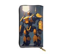 QHZLY Leather Long Robots at War Clutch Wallet for Unisex, Stylish and Functional with Card Slots, Zipper Pockets
