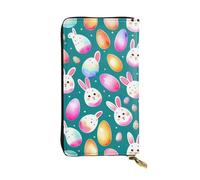 QHZLY Leather Long Shy Rabbit Faces Clutch Wallet for Unisex, Stylish and Functional with Card Slots, Zipper Pockets