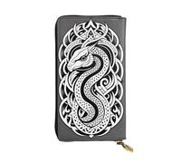 QHZLY Leather Long Snake or Dragon Clutch Wallet for Unisex, Stylish and Functional with Card Slots, Zipper Pockets
