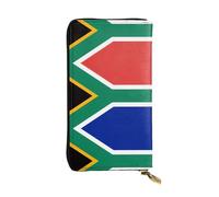 QHZLY Leather Long South Africa Flag Clutch Wallet for Unisex, Stylish and Functional with Card Slots, Zipper Pockets