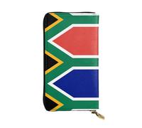 QHZLY Leather Long South African Flag Clutch Wallet for Unisex, Stylish and Functional with Card Slots, Zipper Pockets