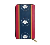 QHZLY Leather Long State Flag Clutch Wallet for Unisex, Stylish and Functional with Card Slots, Zipper Pockets
