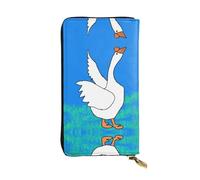 QHZLY Leather Long White Goose Spread its Wings Clutch Wallet for Unisex, Stylish and Functional with Card Slots, Zipper Pockets