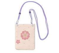 QHZLY Little pink cherry blossoms Crossbody Mobile Phone Bag Purple with Adjustable Strap for Women â€“ Fashionable, Convenient