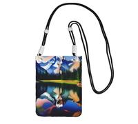 QHZLY Mountain Majesty Crossbody Mobile Phone Bag Black with Adjustable Strap for Women - Fashionable, Convenient