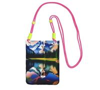 QHZLY Mountain Majesty Crossbody Mobile Phone Bag Fuchusia with Adjustable Strap for Women - Fashionable, Convenient