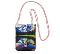 QHZLY Mountain Majesty Crossbody Mobile Phone Bag Pink with Adjustable Strap for Women - Fashionable, Convenient