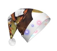QHZLY Nut-eating squirrel Christmas Light-Up Hat for Adults, Plush LED Decorative Santa Cap for Holidays