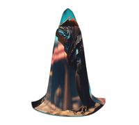 QHZLY Ronin iguana in a cyberpunk saloon Hooded Cape S For Teenagers Long Cloak Cosplay Masquerade Stage Costume Comic-Con Carnival Role-Play