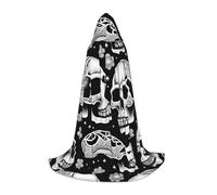 QHZLY Skull with clues on the head Hooded Cape L For Teenagers Long Cloak Cosplay Masquerade Stage Costume Comic-Con Carnival Role-Play