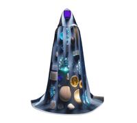QHZLY Smart Crystal Art Hooded Cape M For Teenagers Long Cloak Cosplay Masquerade Stage Costume Comic-Con Carnival Role-Play