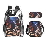 QHZLY Transparent PVC Canyon Shadows Backpack Lunch Bag Pencil Case Set, Lightweight and Durable