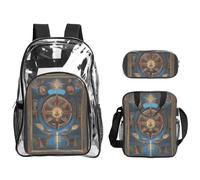QHZLY Transparent PVC Holy Visions Backpack Lunch Bag Pencil Case Set, Lightweight and Durable