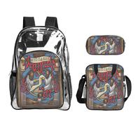 QHZLY Transparent PVC Saints and Sinners Backpack Lunch Bag Pencil Case Set, Lightweight and Durable