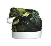 QHZLY Tropical Rainforest Palm Leaves Christmas Hat for Adults, Plush Holiday Party Accessory for Festivals and Events