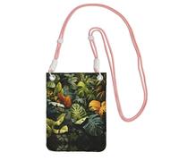 QHZLY Tropical Rainforest Palm Leaves Crossbody Mobile Phone Bag Pink with Adjustable Strap for Women â€“ Fashionable, Convenient