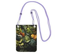 QHZLY Tropical Rainforest Palm Leaves Crossbody Mobile Phone Bag Purple with Adjustable Strap for Women – Fashionable, Convenient