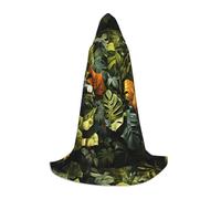 QHZLY Tropical Rainforest Palm Leaves Hooded Cape M For Teenagers Long Cloak Cosplay Masquerade Stage Costume Comic-Con Carnival Role-Play