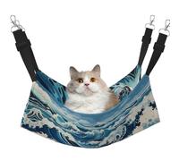 QHZLY Velvet Ukiyo-e style waves Hammock M for Small Pets – Comfortable and Breathable for Cats, Rabbits, Ferrets