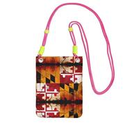 QHZLY vintage wooden maryland flag Crossbody Mobile Phone Bag Fuchusia with Adjustable Strap for Women â€“ Fashionable, Convenient