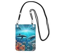 QHZLY Whales under the sea Crossbody Mobile Phone Bag Black with Adjustable Strap for Women â€“ Fashionable, Convenient