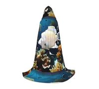 QHZLY White-golden fish Hooded Cape M For Teenagers Long Cloak Cosplay Masquerade Stage Costume Comic-Con Carnival Role-Play