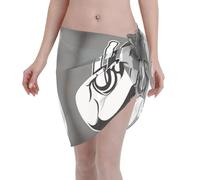 QHZLY Women's Men Hands Short Sarong Beach Wrap Swimsuit Cover-up â€“ Breathable, Lightweight, Sexy and Elegant Black