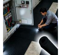 QHZYMX 35kv Insulating Floor Mats, 10mm Thickness Electrical Shock Protection Rubber Mat - Customizable Length, Cuttable Anti-static Safety Insulated Roll(Black,LxWxT 1mx1mx10mm)