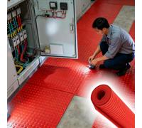 QHZYMX 35kv Insulating Floor Mats, 10mm Thickness Electrical Shock Protection Rubber Mat - Customizable Length, Cuttable Anti-static Safety Insulated Roll(Red,LxWxT 10mx1mx10mm)