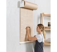 QHZYMX Kraft Paper Roll Holder Dispenser & Cutter Wall Mounted, Butcher Paper Holder with 50 Meter Paper Roll, Kraft Paper Display(White,Width 90cm/35.4in)