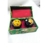 Qi-Gong Healing Ball Health Balls Massage Sun Moon Motif 35 mm Black